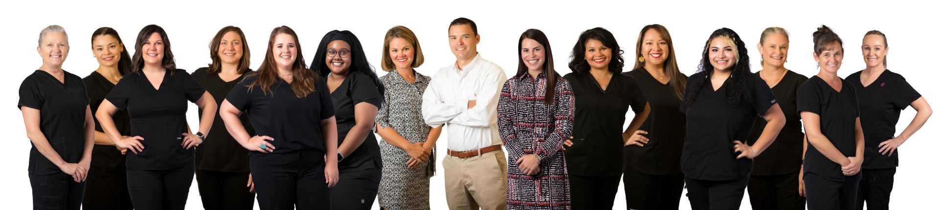 Group photo of the Carothers Family Dental staff and doctors